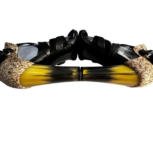 L.A.M.B. Strappy Heels Leather & Calf Hair Size 9 - Picture 8 of 12